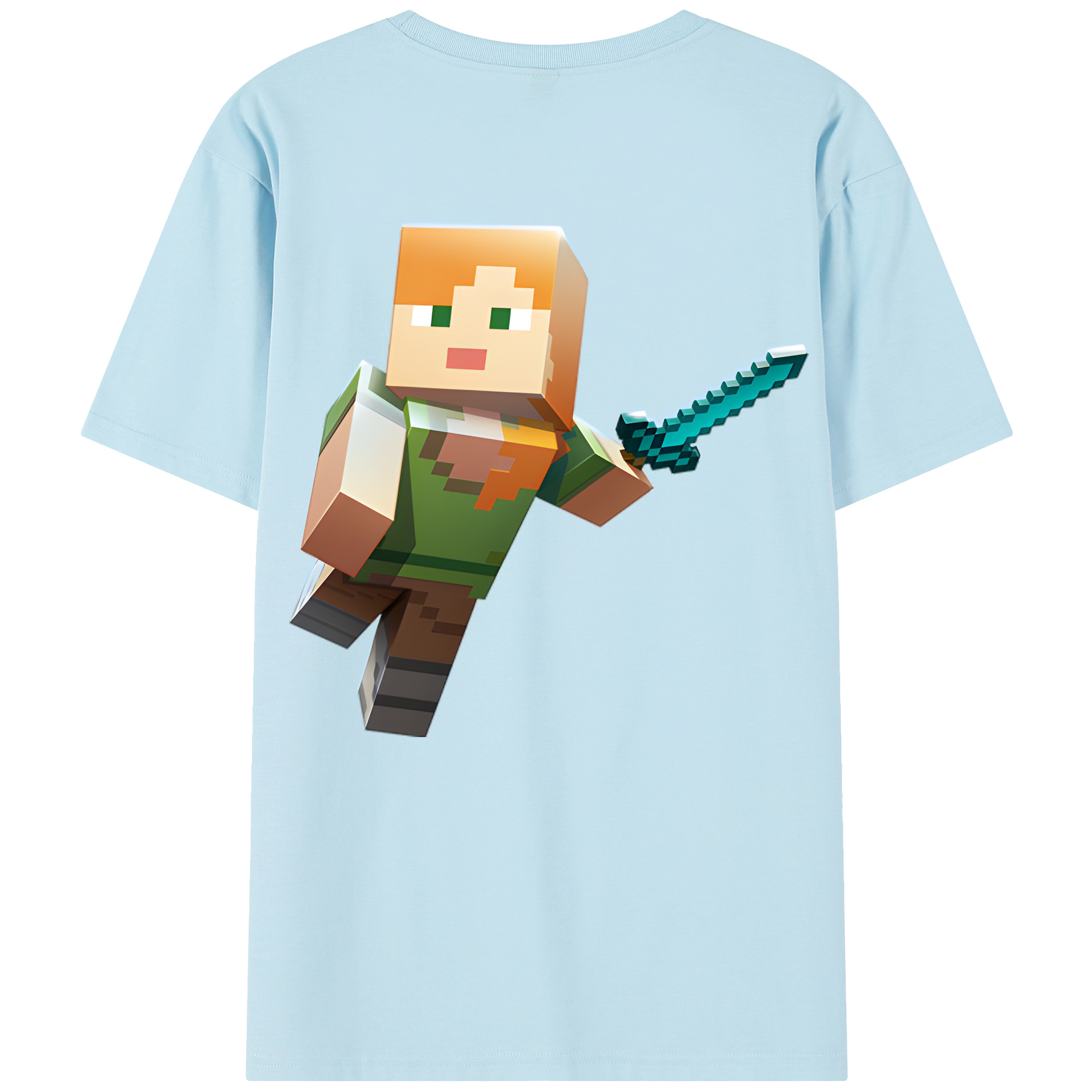 （画像用） マインクラフト ブロックの世界 Minecraft MC Block world 綿100％半袖Tシャツ（背面プリント）